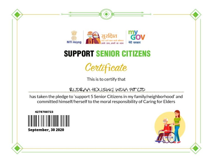 Support Senior Citizen Award for Real Estate Community Mathura